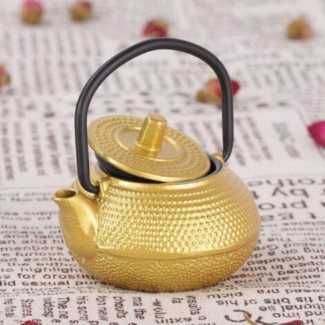 Théière en Fonte, 50 ml Mini Théière à Fond Plat en Fonte Petite Théières Japonaise avec Poignée de Thé pour Thé en Vrac (1/5)