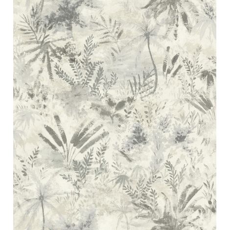 Rasch  Selection  543018  Vliestapete  Botanisch  10.05 x 0.53 m  Grau  Weiß  Creme  Wohnzimmer  Flur  Büro  Küche  Wohnräume (1/4)