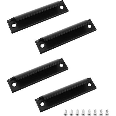 Set di 4 maniglie scorrevoli per porte, finestre, cassetti e ante di armadi, con viti incluse, colore nero. (1/5)
