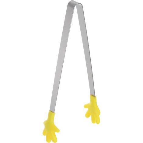 14,5 cm lange Grillzange aus Edelstahl mit Silikonspitzen, ideal zum Grillen, leuchtend gelbe Farbe