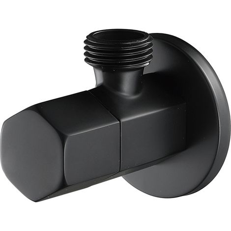 Lntyq Noir Robinet D'arret WC Laiton Vanne D'arret de Robinet G1/2" Triangulaire Valve pour Douchette Douche Salle de Bain