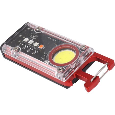 Lampe de travail porte-clés COB 800 lm, mini lampe torche LED rechargeable, lampe torche d'extérieur avec décapsuleur et signal lumineux K45 rouge (1/5)