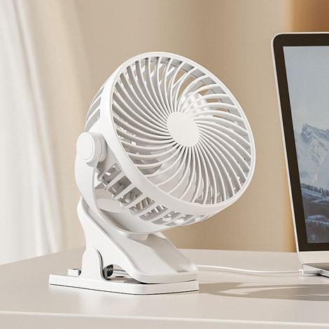 Clip USB ventilateur lampe de bureau petit ventilateur portable extérieur clip ventilateur maison bureau dortoir chevet charge (blanc) (1/3)