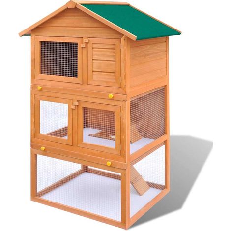 Maison Exclusive - Gabbia per conigli da esterno in legno a 3 strati (1/5)