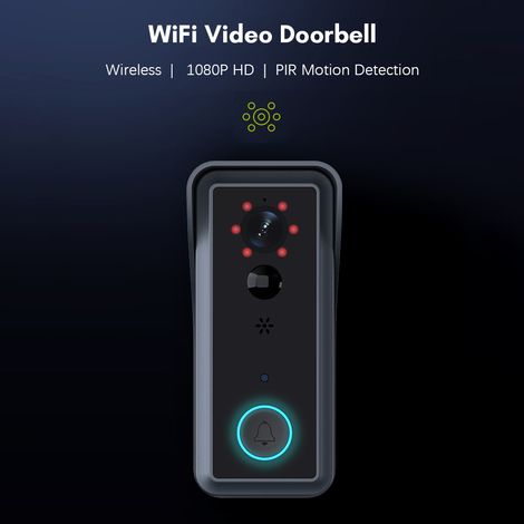 Videocitofono wireless WiFi HD 1080P con audio bidirezionale, rilevamento di movimento, visione notturna a infrarossi, monitoraggio in tempo reale, custodia impermeabile e compatibile con l'app TUYA e (1/5)