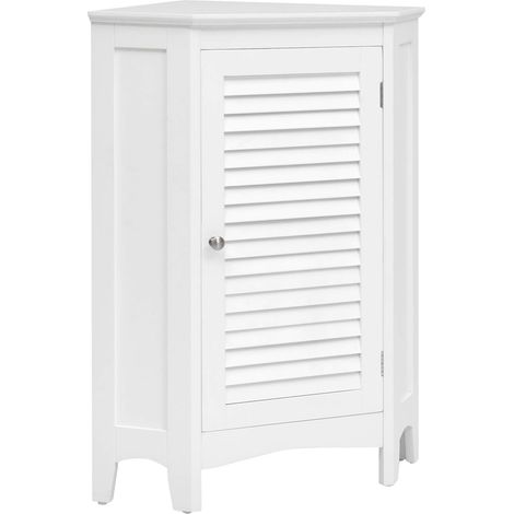COSTWAY Meuble de Rangement d'Angle avec Porte et 2 Etagères Armoire pour Salle de Bains, Cuisine, Salon ou Chambre Blanc (1/5)