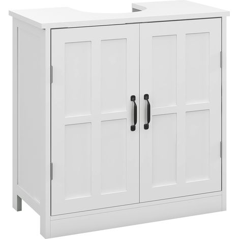Mobile per Lavabo 60x30x60 cm Sotto Lavabo con 2 Ante e Ritaglio a Forma di U in MDF Bianco (1/5)