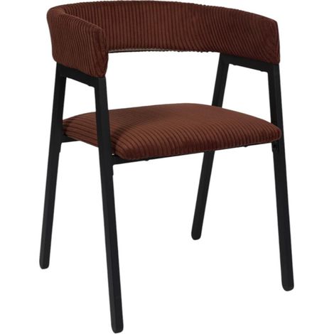 Fauteuil Design Minimaliste en Velours Cotelé Terracotta et Piètement en Métal Noir - Livraison gratuite (1/5)