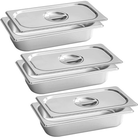 Plat Four Rectangulaire,Set de 3 32.517.56.5cm Récipient Gastronorme Avec Couvercle,Plats à Four en Acier Inoxydable,Récipient-Gastronorme En Inox Pour Plats,Gâteaux,Nourriture,Schnitzel,Poisson (1/5)
