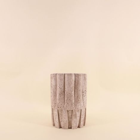 Vase corolle imitation travertin, H22cm (1/5)