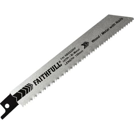 Faithfull S922Hf Bi-Metal Sabre Saw Blade 150mm 10 TPI