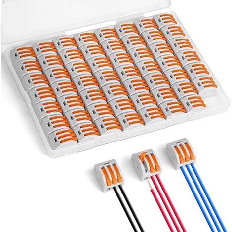 Bornes de Connexion, 3 Entrées Connecteur Électriques Rapide de Fil, Électrique Connecteurs D'épissag Automatique à Levier-écrou pour Circuit en Ligne 28-12 AWG, PA/PC Ignifuge (1/5)