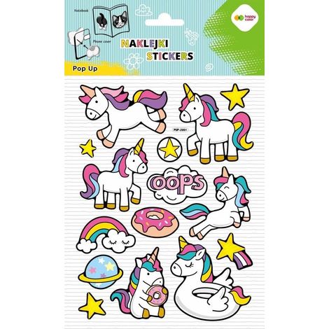 Adesivi 3D Pop Up Unicorni 146x240 colori allegri
