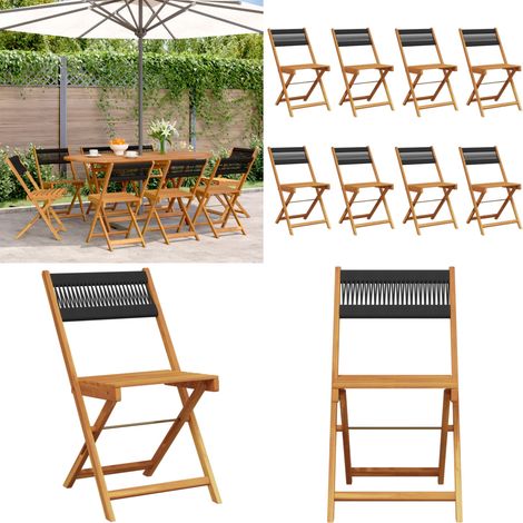 Gartenstühle 8 Stk. Klappbar Schwarz Massivholz Akazie - Klappstuhl - Gartenstuhl - Esszimmerstuhl - Holzstuhl - Akazienholz - Home & Living (1/5)
