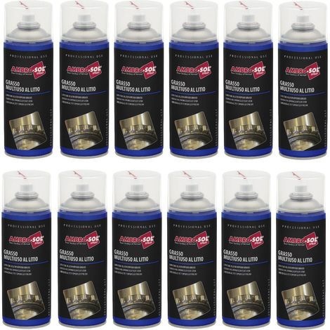 12 Bombolette Grasso Spray Multiuso al Litio da 400 ml per Cuscinetti, Meccanismi, Serrature, Ingranaggi e Motore (1/5)