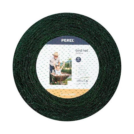 Perel Malla antipájaros 2x10 m, Red Verde con Malla de 20 mm, Red Ligera de poliéster para árboles frutales, huerto, arbustos y Estanque, Red de jardín contra daños de Aves