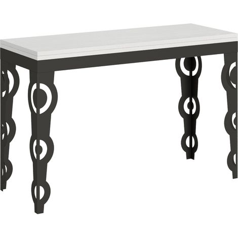 Tavolo apribile 120/200x45/90 cm Karamay Double Bianco Frassino telaio Antracite (1/4)