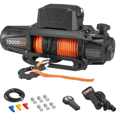 Treuil électrique 4500 kg, 12V, câble synthétique 8,9 mm x 27,4 m, télécommandes sans fil et filaire, étanche IP67 pour remorquage 4x4, SUV, Jeep, remorque, bateau. (1/5)