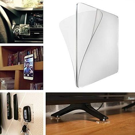Almohadillas de gel de silicona superadhesivas: almohadillas de agarre multiusos para coche, casa, celular y accesorios. Fáciles de quitar, aplicar y sujetar. Paquete de 10 (transparentes). (1/5)