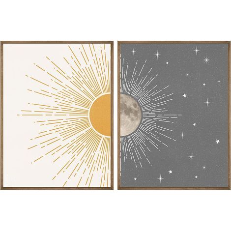 Decorazioni murali Boho con sole e luna, poster celestiali, stampe in stile Mid-Century Modern per pareti e camera da letto. (1/4)