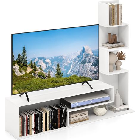 COSTWAY Mobile per TV a Cubi per TV Fino a 50”, Tavolo Console Media con Mensole di Stoccaggio a Forma di L e Scomparti Aperti, Centro di Intrattenimento per Soggiorno, Ingresso (Bianco) (1/5)