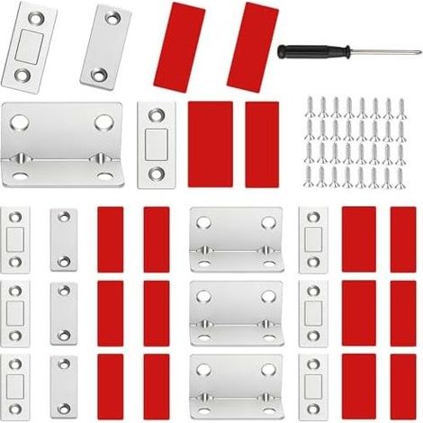 8 Pièces Aimant Porte Placard Puissant Ultra Mince Loqueteaux Magnétiques Adhésifs avec Vis Fermeture Meuble Tiroir Armoire Coulissant (1/5)