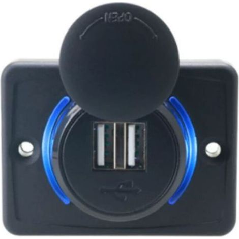 Prise USB Voiture 12V Encastrable, Chargeur USB Voiture, Double Prise USB de Chargeur Adaptateur 2 Ports, USB 3.1A 12V LED Panneau de Chargement étanche pour Camping Car Bateau Marine (1/4)