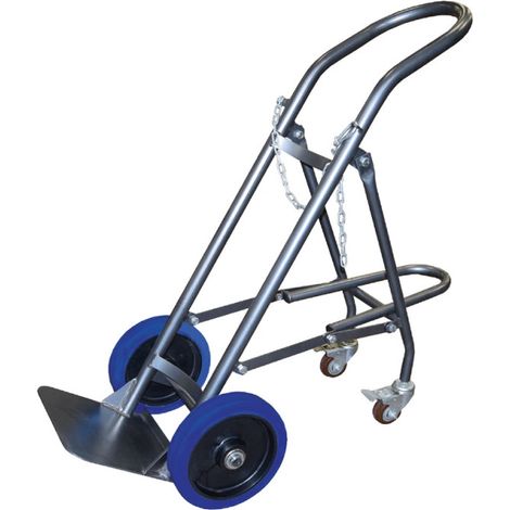 Diable porte 1 bouteille SAC120-RSB avec béquille escamotable 120kg roues caoutchouc bleu Stockman (1/5)