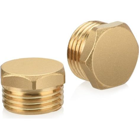 Bouchon en laiton 1/2" - Filetage extérieur - Raccords en laiton - Bouchons aveugles en laiton - Capuchon d'extrémité pour le jardin et les conduites d'eau extérieure