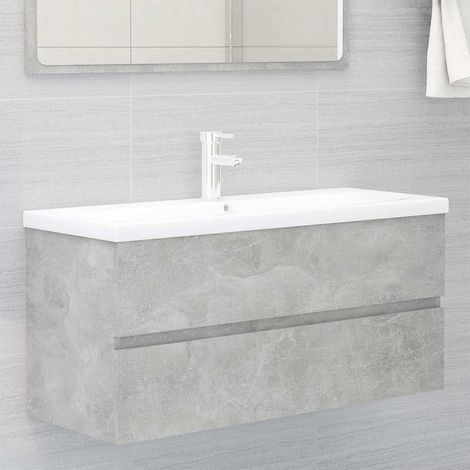 Meuble sous lavabo Meuble sous vasque - avec lavabo intégré Gris béton Aggloméré BV228575 - BonneVie (1/5)