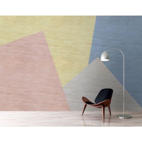 Papier peint panoramique à formes géométriques Tapisserie panoramique bleu et rouge tendance Papier peint panoramique design jaune et gris (1/3)