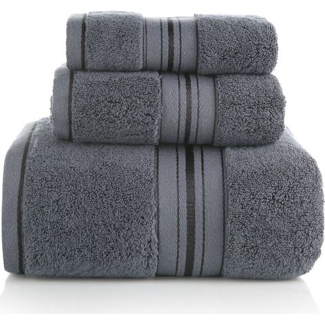 Handtücher - 3er-Set Badetücher aus 100 % Baumwolle - 75 x 150 cm + 34 x 75 cm + 34 x 3 (1/4)