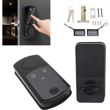 Serrure Connectée à Clavier avec Serrure Automatique, Serrure Électronique à Gâche Cylindrique et Serrure à Empreintes Digitales pour Maison Bureau Appartement (1/4)