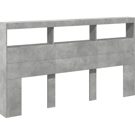 LED-Kopfteil mit Ablage Betongrau 180x17x102 cm vidaXL687480