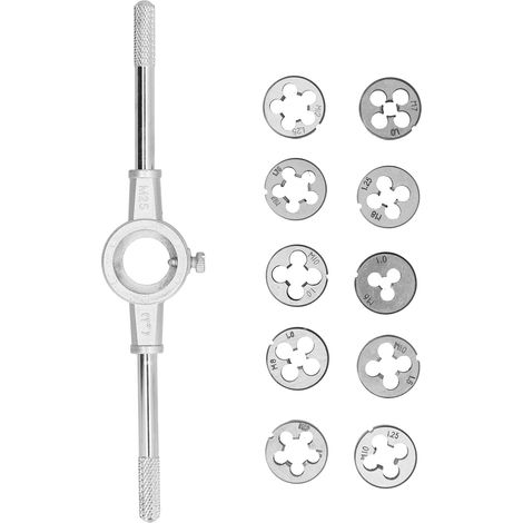 Kit de 10 filières métriques en acier pour roulements avec 1 clé pour outils de réparation de filetage mâle (1/5)
