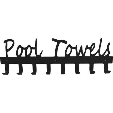 1 Porte-serviettes mural, acier au carbone, 8 crochets, finition mate bleue, pour salle de bain et piscine (1/5)
