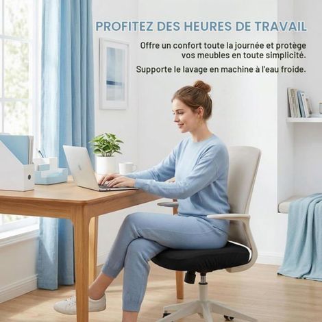 Housse De Chaise De Bureau Extensible Noir, Housse Fauteuil Bureau Universelle Pour Assise Et Dossier, Housse De Chaise Haute[F29] (1/5)