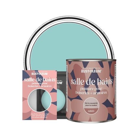 Peinture pour Boiseries & Armoires de Salle de Bains, Finition Satinée - Bleu-vert (1/2)