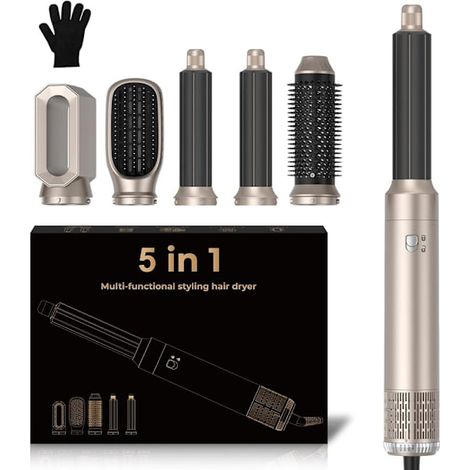 Haartrocknerkamm, 5-in-1 automatischer Lockenstab, 3 Temperaturstufen, leistungsstarkes 1000-W-Negativionen-Stylinggerät, 60.000 U/min Heißluftstyler. (1/5)