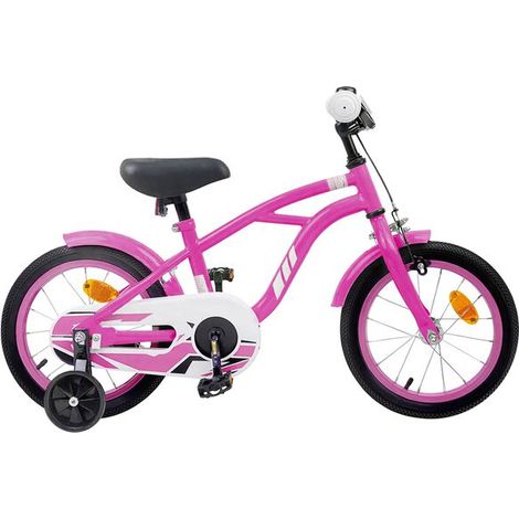 Vélo enfant 16 pouces, convient aux enfants de 4 à 6 ans, rose foncé.