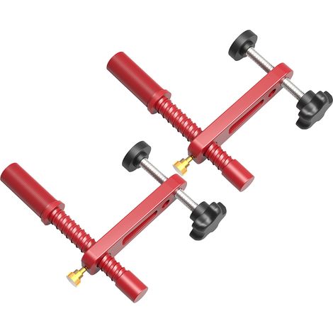 Lot de 2 serre-joints d'établi 19 mm, couleur rouge, réglables, pour le travail du bois. (1/5)