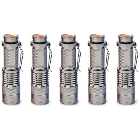 5 Mini lampe torche télescopique rechargeable, pour LED Rechargeable , argent
