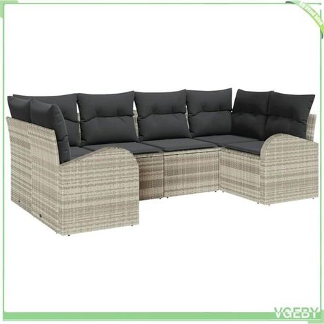 Ensemble de canapé de jardin - FAFEICY - Modulaire - Gris clair - Poly rattan - 6 places (1/5)
