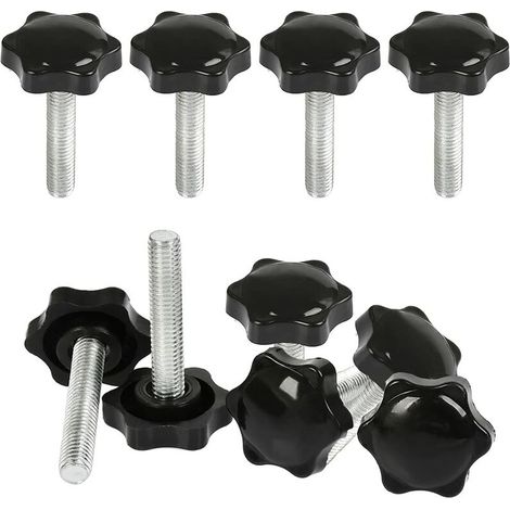 10Pcs Boutons de Serrage M8 X 40mm Vis à Tête Moletée, Bouton à Main Fileté Ecrou en Etoile Boulon de Serrage de Filetage M8 avec Ecrou, Boutons de Serrage de Filetage avec Poignée.. (1/5)