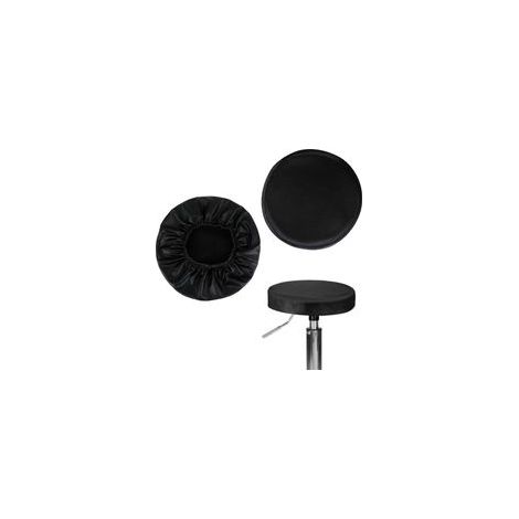 Lot de 2 housses de tabouret de bar rondes en similicuir - Imperméables - Pour bar, cuisine, salle à manger - Noir