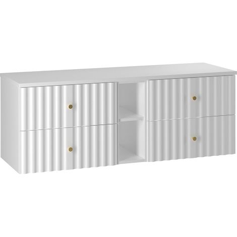 Mueble bajo lavabo 140cm 2 compartimientos encimera Izae Blanco (1/4)