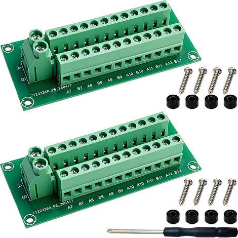 Module de distribution d'alimentation 2 x 12 Positions CA/CC 30A Conception pré-câblée, pour connexions d'extension de modules multiples, pour DC AC, borniers à vis, 2 ensembles (1/5)