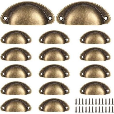 Lot de 16 poignées vintage demi-rondes pour tiroirs, poignées et boutons de porte d'armoire de cuisine, poignées de porte de commode (1/5)