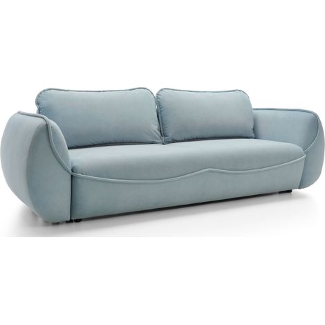 Selsey Cutie – Sofa 3-Sitzer mit Schlaffunktion & Stauraum, Easy-Clean Velours, blau (1/5)