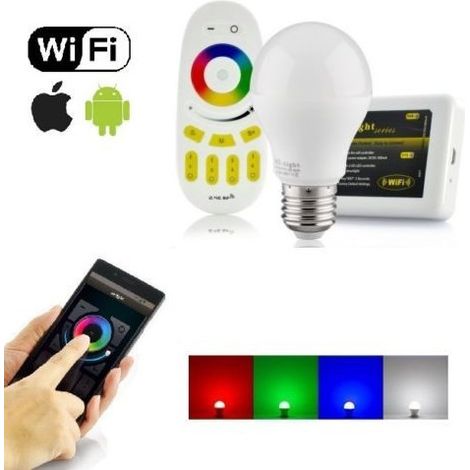 Trade Shop - WIFI LED-LAMPE WEISSES LICHT RGB MULTICOLOR E27 RF-FERNBEDIENUNG SMARTPHONE-MODUL - (1/5)